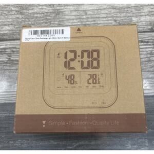 Smart Clock Digital Thermometer Hygrometer Temperature Humidity White.